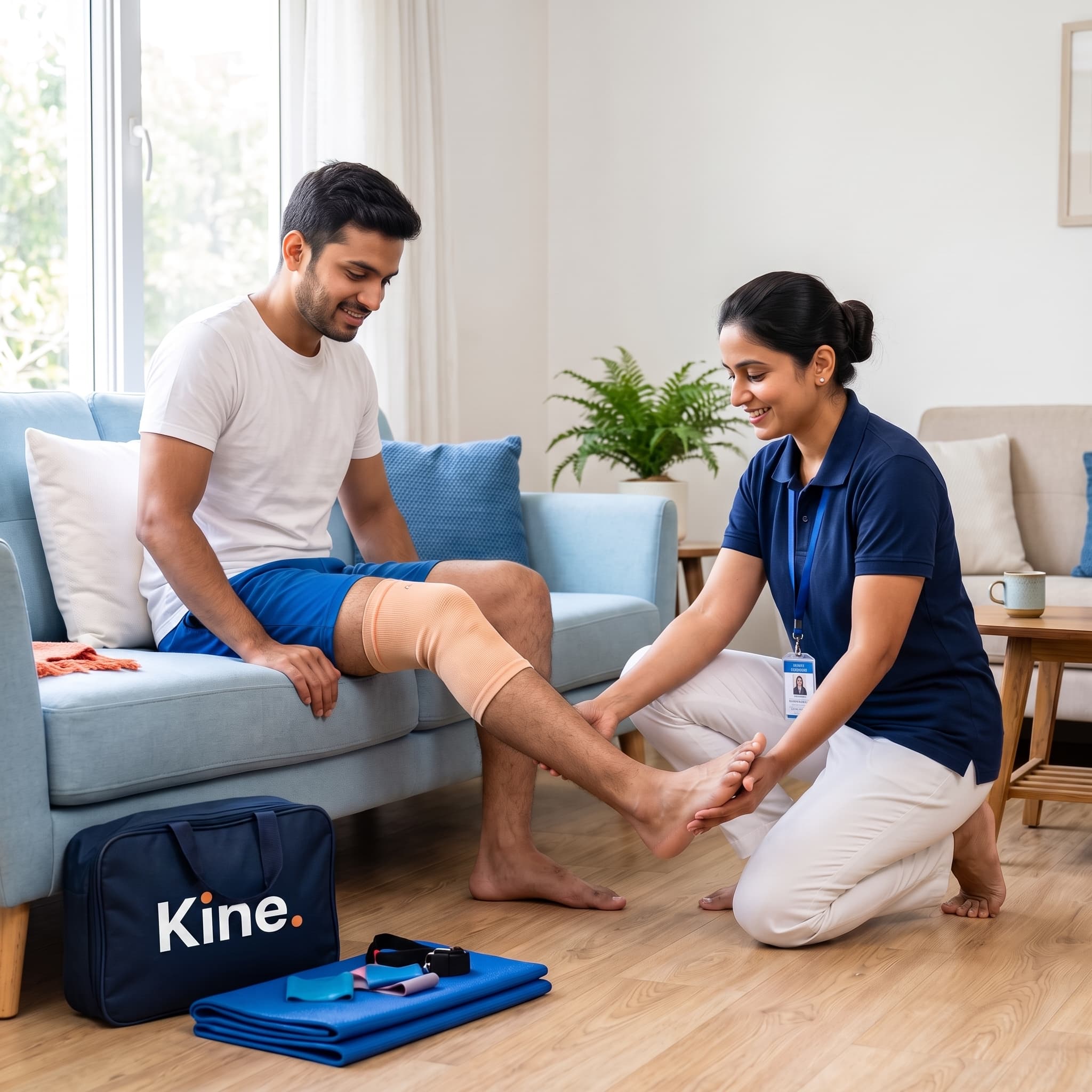 A physiotherapy session at home